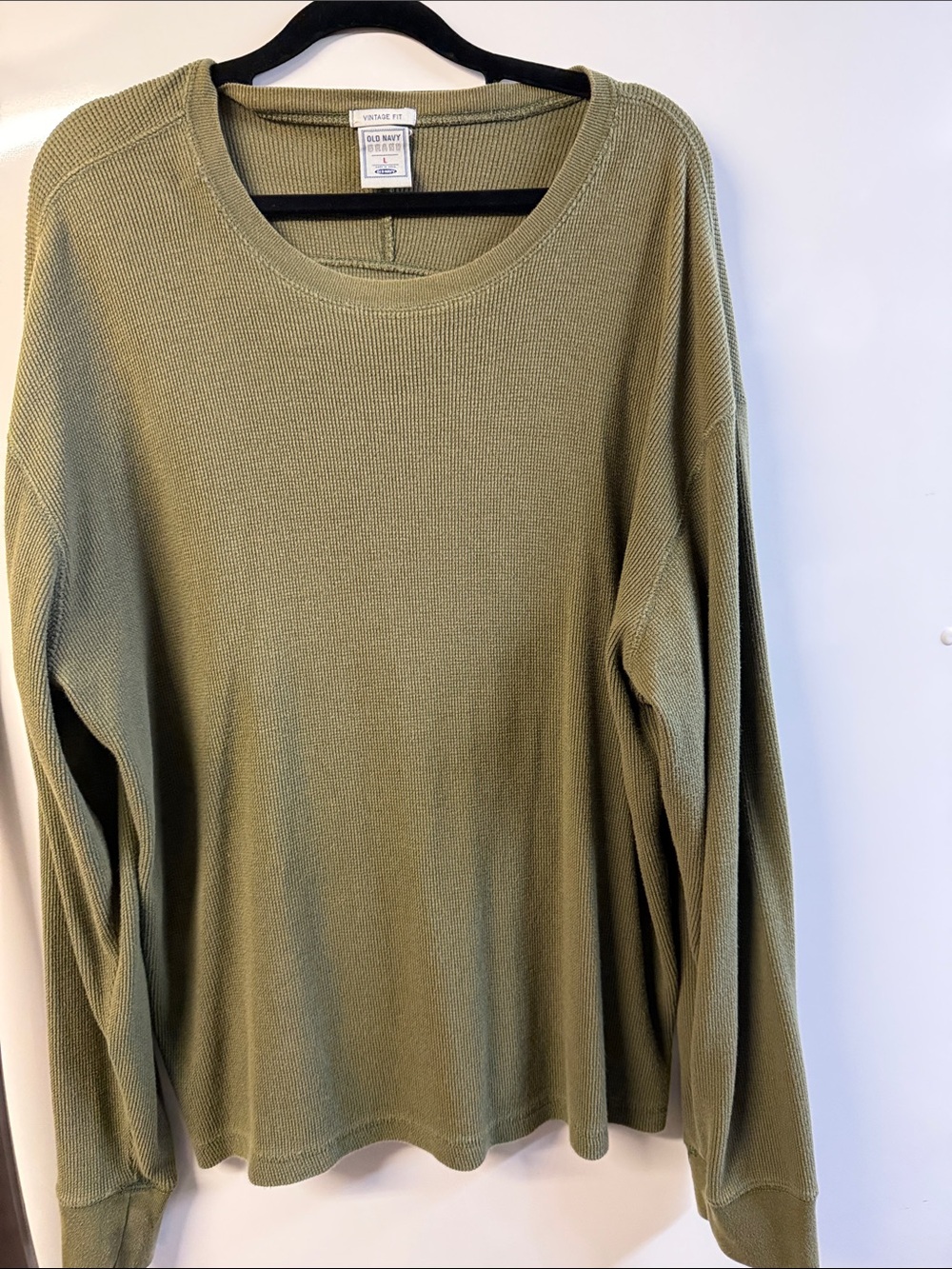 Old Navy Olive Green Long-Sleeve Waffle Knit Top
